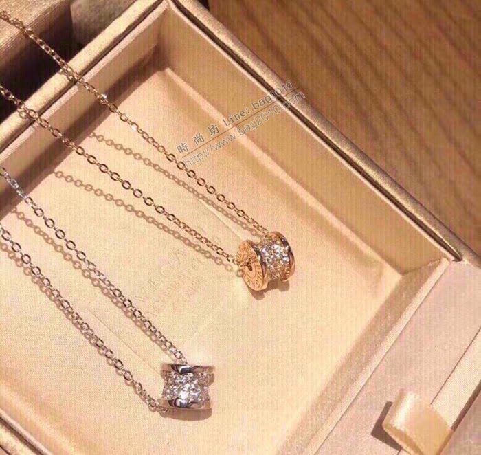 Bvlgari飾品 寶格麗專櫃款 滿鑽純銀女士項鏈 白金玫瑰金小蠻腰項鏈  zgbq3362